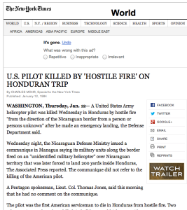 1984 1 12 Honduras pilot killed NYT hostile fire Screen Shot 2015-01-04 at 11.27.43 AM
